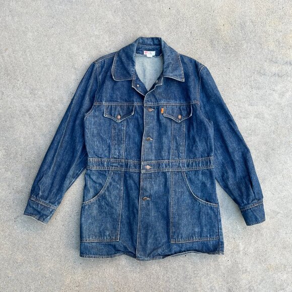 Vintage 70's Men's Levi's Orange Tab Denim Chore Coat Jacket Size Large - Picture 8 of 8